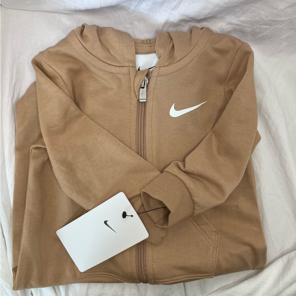 Nike Baby Hooded Infant Full Zip Coverall L/S 6 Month Camel Tan Fall  NWT